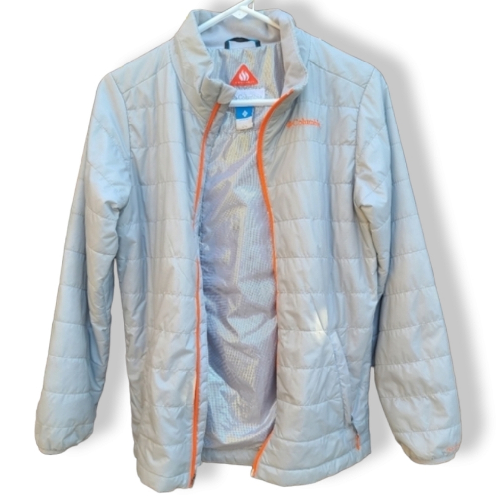 COLUMBIA Gray Omni Heat Quilted Puffer Coat Girls Large L 14 16 Winter Jacket - Picture 4 of 16